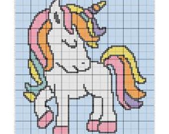 Unicornio - Esquina con Esquina - mini C2C graphgan - Patrón de Manta