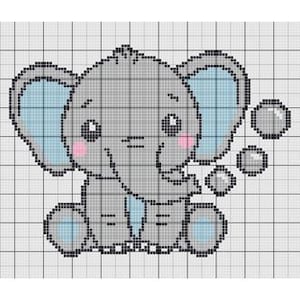 泡を持った赤ちゃんゾウ - コーナーからコーナーまで - ミニ C2C グラフガン - ブランケット パターン
