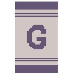 May include: A purple and gray striped towel with a large purple letter G in the center.
