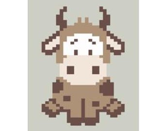 Baby Cow - Finger Knitting / Chunky Knit Blanket Pattern