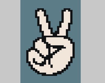 Patrón de manta de punto grueso / signo de la paz con la mano