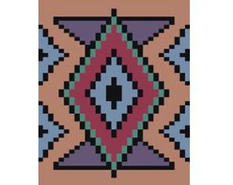 Aztec design- Finger Knitting / Chunky Knit Blanket Pattern