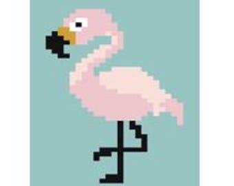 Flamenco rosa: patrón para tejer con los dedos o manta de punto grueso