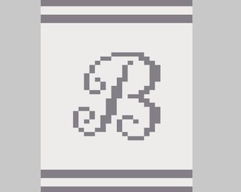 Letter B Script - Finger Knitting / Chunky Knit Blanket Pattern