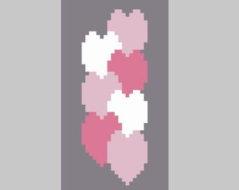 Hearts in a Row - Finger Knitting / Chunky Knit Blanket Pattern
