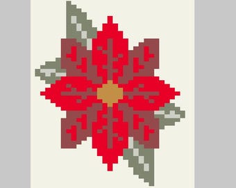 Poinsettia Flower - Finger Knitting / Chunky Knit Blanket Pattern
