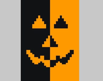 Halloween Pumpkin Face - Finger Knitting / Chunky Knit Blanket Pattern