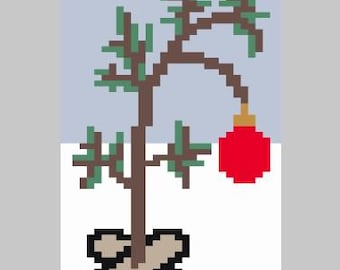 Tree with Ornament - Finger Knitting / Chunky Knit Blanket Pattern