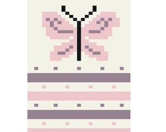 Pink Butterfly - Finger Knitting / Chunky Knit Blanket Pattern