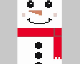 Snowman with Scarf - Finger Knitting / Chunky Knit Blanket Pattern