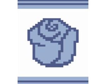 Blue Rose - Finger Knitting / Chunky Knit Blanket Pattern