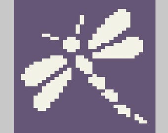 Dragonfly Silhouette - Finger Knitting / Chunky Knit Blanket Pattern