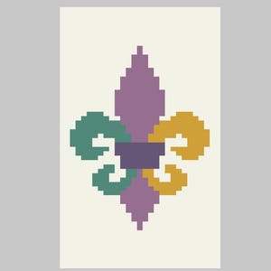 Mardi Gras Fleur De Lis - Patrón de manta de punto grueso/tejido con los dedos
