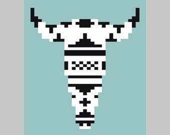 Aztec Skull - Finger Knitting / Chunky Knit Blanket Pattern