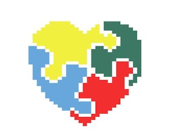 Corazón de Concientización sobre el Autismo - Patrón de Manta de Punto Grueso para Tejer con los Dedos