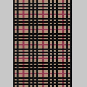 May include: A black and brown plaid pattern with thin black lines and thicker black lines creating a grid.
