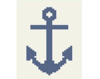 Patrón de manta de punto grueso para tejer a mano con ancla náutica