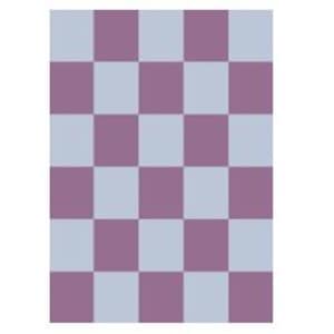 May include: A checkerboard pattern with alternating squares of light blue and purple.