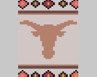 Southwest Longhorn - Finger Knitting / Chunky Knit Blanket Pattern