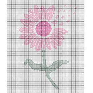 Pink Sunflower Breast Cancer Ribbon - Single Crochet Graphgan - Blanket Pattern