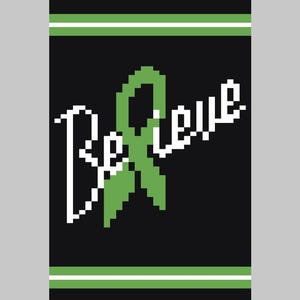 Believe Lymphoma Cancer Ribbon - Finger Stricken / Chunky Knit Blanket Pattern