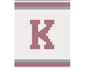 Letter K Initial - Finger Knitting / Chunky Knit Blanket Pattern