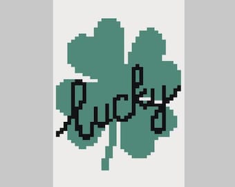 Lucky Shamrock - Four Leaf Clover - Finger Knitting / Chunky Knit Blanket Pattern