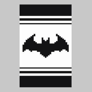 May include: Black and white striped fabric with a black bat silhouette in the center.