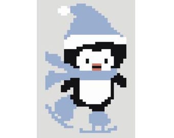 Winter Penguin - Finger Knitting / Chunky Knit Blanket Pattern