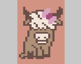 Vaquita de las Tierras Altas con Lazo - Patrón para Manta de Punto Grueso / Tejido a Dedo