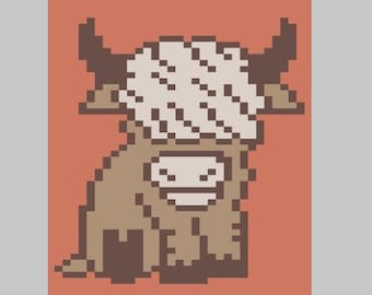 Cute Highland Cow - Finger Knitting / Chunky Knit Blanket Pattern