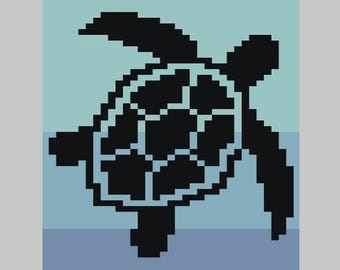 Silueta de tortuga marina - Patrón para tejer a mano / Manta de punto grueso