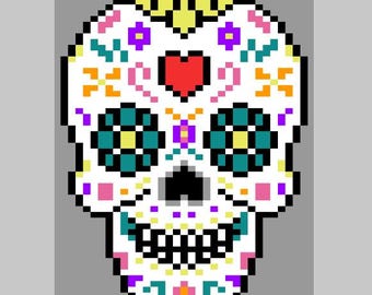 Sugar Skull - Finger Knitting / Chunky Knit Blanket Pattern