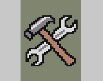 Herramientas de martillo y llave inglesa: patrón de manta de punto grueso para tejer con los dedos