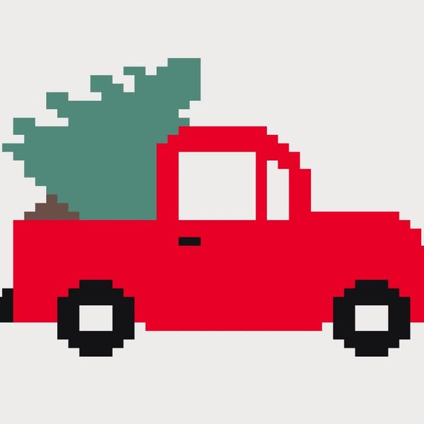 Red Truck with Tree - Finger Knitting / Chunky Knit Blanket Pattern