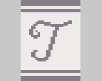 Letter T Script - Finger Knitting / Chunky Knit Blanket Pattern