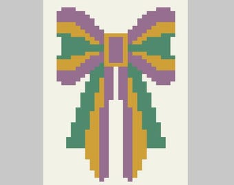 Mardi Gras Bow - Finger Knitting / Chunky Knit Blanket Pattern