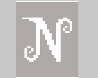 Letter N Script - Finger Knitting / Chunky Knit Blanket Pattern