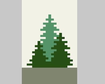 Pinos (pequeños) - Patrón para tejer a mano / Manta de punto grueso