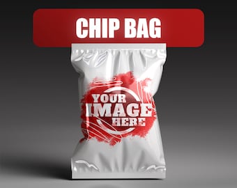 Plantilla de maqueta de bolsa de papas fritas: Envoltorio editable en PSD y Canva (descarga digital)
