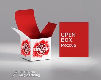 Maqueta de caja cuadrada: color personalizable, fondo transparente (archivo digital PSD)