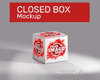 Maqueta de caja cúbica cuadrada: Plantilla PSD con colores personalizados (descarga digital)