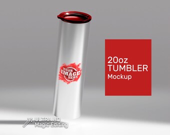 Plantilla de maqueta de sublimación de tinte brillante de vaso flaco de 20 oz / ¡Añade tu propia imagen! / archivo .PSD