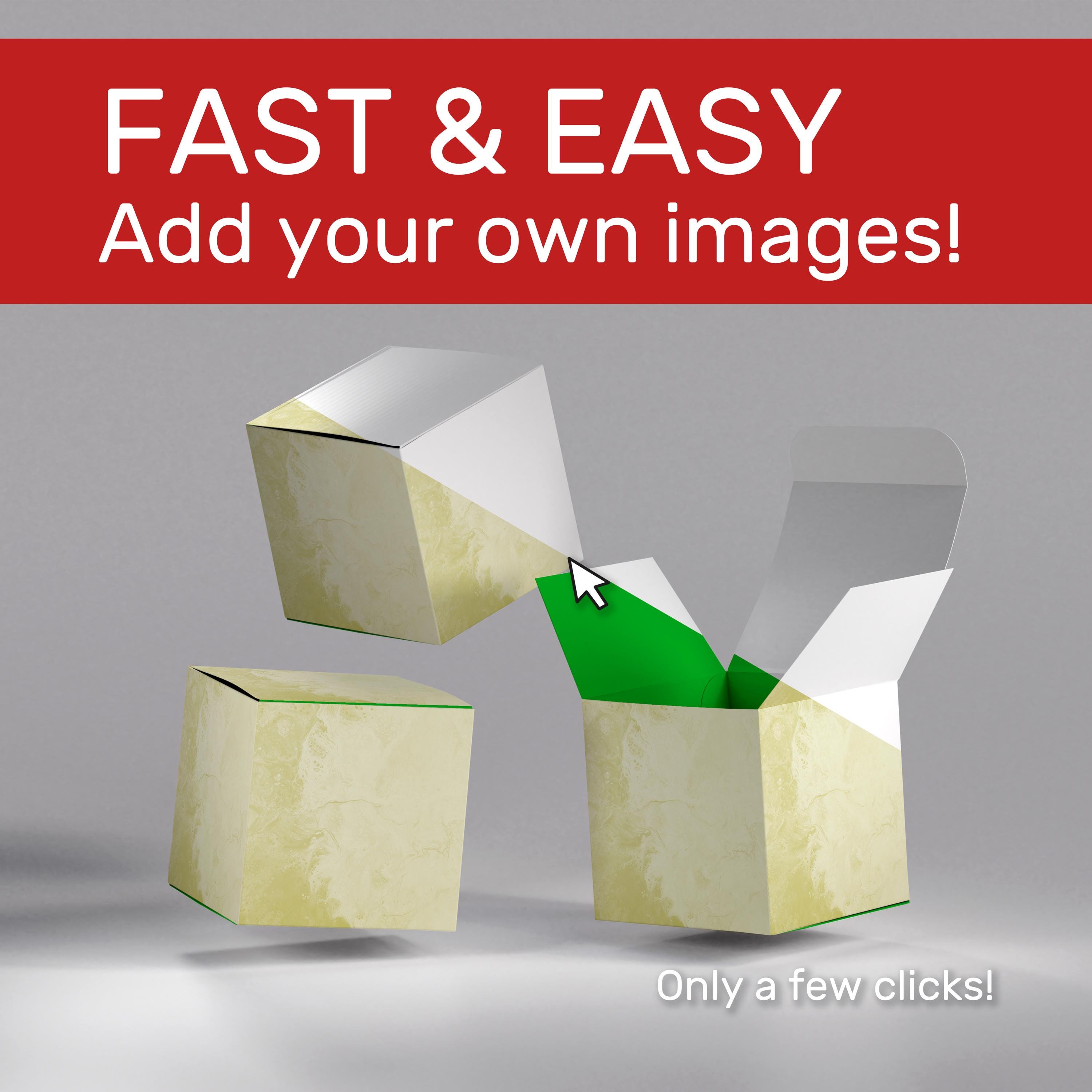 Cube Packaging Box Trio Mockup Template | Floating Square Paper Boxes ...