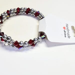 Red and Silver Beaded Wrap Bracelet, Adjustable Boho Bracelet, Handmade Jewelry, Statement Arm Candy, Custom Fit Gift