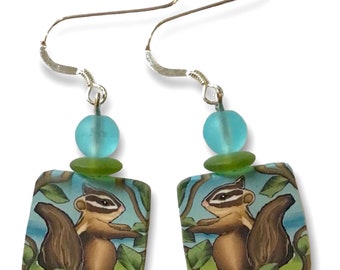 Squirrel / Chipmunk Earrings Polymer Clay