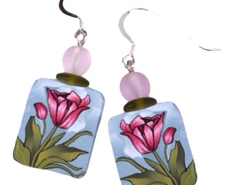 Pink Tulip Earrings