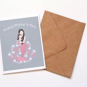 Carte de fête des mères sirène, premier cadeau de fête des mères, pour la nouvelle maman, future mère, femme, cadeau unique pour belle-fille, belle-soeur, sirènes