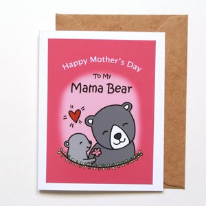 Carte de fête des mères maman ours, bonne fête des mères, meilleure maman de tous les temps, carte de voeux ours mignon, carte de fête des mères fantaisiste drôle, cadeau de remerciement pour maman