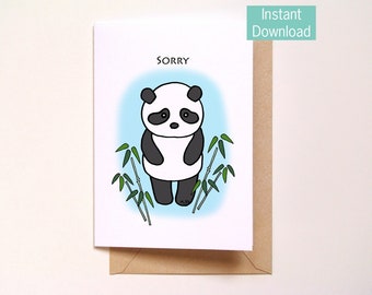 Sorry Card, Sad Panda print, Printable Apology Card, Cute Panda bear, I screwed up Please Forgive me Card, Instant Download, I am sorry gift